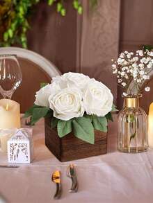 1/2/3 Stücke rustikale Hochzeitsblumenkasten-Sets | 10x10cm quadratischer Holzpflanzkasten | geeignet für Sommerblumen/Boho-Hochzeiten/Gartendekoration (Blumen nicht enthalten) - 10*10*10 - Übersicht 6