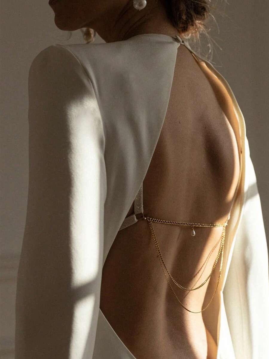 1件多层金属链人体饰品，时尚百搭，适合夏季派对、婚礼、海滩等场合。 - 金色 - 查看 1