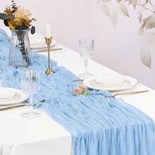 10 Pack Baby Blue Cheesecloth Table Runner 17x108 Inch Boho Gauze Cheese Cloth Table Runners For Wedding Party Birthday Home Decor - Baby Blue - View 5