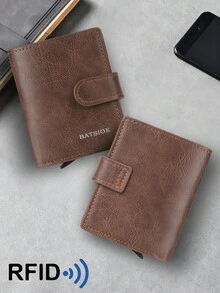 RFID Solid Color Anti-Theft Men's Wallet, Auto Pop-Up Card Slots Business Short Bifold Card Holder - Multicolor - View 4