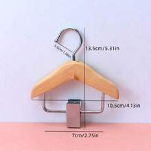 Mini Wooden Children's Clothes Hanger With Clips, Wooden Clothes Display Rack With Pant Clips