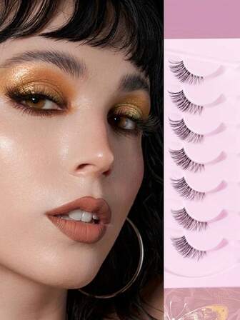7 Pairs False Eyelashes, Mixed Length Fox Eye Lashes Fluffy Soft And Wispy, Natural Looking, Faux Mink Lashes Cat Eye Look Lashes Makeup