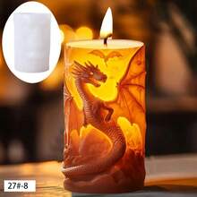 1pc Flamingo, Dragon, Skull, Cartoon Bird Pattern Cylinder Craft Candle Making Silicone Mold - White - View 13