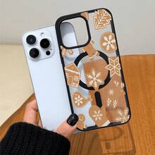 Funda para phone 17 Pro con diseño de pan de jengibre, decorada con copos de nieve y motivos navideños. Compatible con los modelos 16, 15, 14, 13, 12 y 11 Pro. Fabricada en TPU, resistente a golpes. Familia, amigos, niños, cumpleaños, vacaciones de invierno, novios, novias y regalos. - Blanco - Ver 9