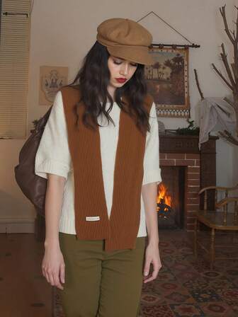 1pc Women's New Solid Color Knitted Shawl Cardigan For Autumn