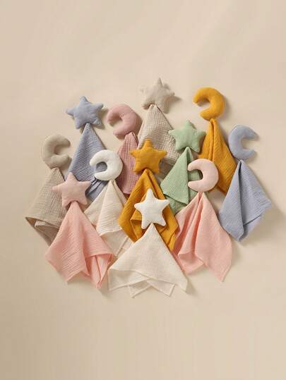 1 pieza Manta de de muselina de algodón con estampado de estrellas y lunas, para bebé recién nacido, niño pequeño, decoración de guardería, regalo de Navidad para niña, muselina de algodón suave, apta para recién nacido niño y niña, ayuda para dormir de bebé, muñeco de dentición