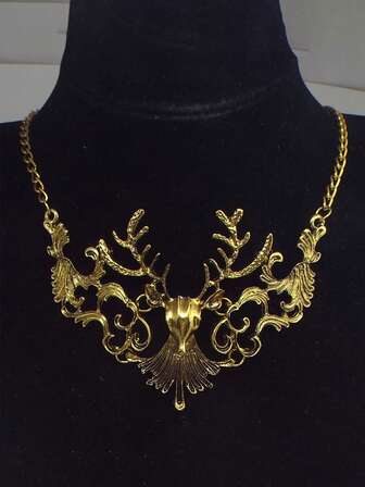 1pc 2026 New Geometric Animal Deer Pendant Earrings Necklace, Multi-Color Metal Cubic Zirconia, Elegant Vintage Style For Women Party