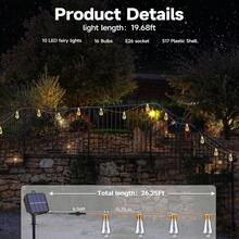 Solar Outdoor String Lights, 20Ft Vintage Rope Hemp Solar Patio Lights, Waterproof Warm White Solar Powered String Lights With 8 Modes 16 Shatterproof Bulbs For Garden Fence Stairs Balcony Café Bistro - Warm White - View 5