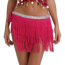 带流苏的肚皮舞臀巾，性感拉丁舞腰带，适合肚皮舞练习、瑜伽健身、弗拉明戈表演，流苏裹裙 - 彩色 - 查看 9