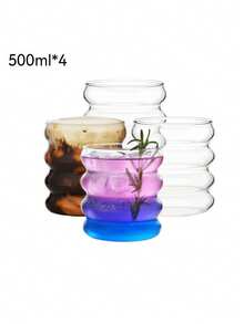 1-2-4pcs/Set 350ml & 500ml Spiral Glass Water Cups, High Borosilicate Glass Cups For Iced Coffee, Milk Tea, Juice & Drinks, Caterpillar Mugs, Suitable For Matcha, Tea, Milk, Cold Drinks, Juice, Applicable For Back To School And Winter/Summer Season - Clear - View 18