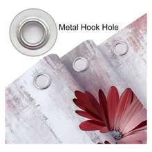 Rustic Farmhouse Shower Curtain, Farm Red Daisy Floral Flowers And Butterfly, Light Burgundy Gray Shower Curtain With 12PCS Hooks, 60X70 - 多色560 - 查看 5