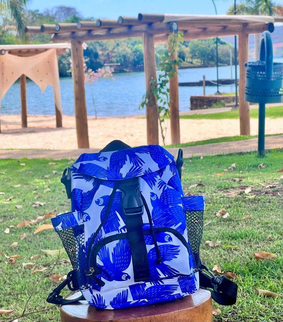 Popcorn Backpack With Adjustable And Removable Strap - Summer Print - New Release - Blue - View 1
