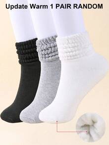 3/6/9 Pairs Women Fall Autumn Winter Socks, Warm Breathable Sweat-Absorbent Thick Soft Crew Fuzzy Socks, Black White Gray Perfect Gifts For Hiking, Back To School, Halloween & Christmas Xmas Gift - Multicolor - View 12
