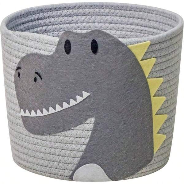 - Small Woven Cotton Rope Storage Basket Dinosaur
