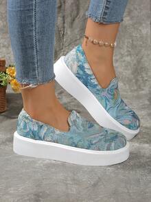 Mocasini sport casual cu vârf rotund, fără mâneci, pentru femei, talpă moale, talpă groasă, pantofi la modă, cu platformă plată, 2024