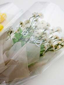 透明OPP鲜花包装袋，随机英文文字，防水单束鲜花包装袋 - 彩色 - 查看 8