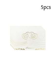 5/10张象牙白爱心三叶草婚礼邀请函，三折激光切割邀请函，新娘送礼会、订婚、十五岁生日、生日、乔迁、毕业典礼、邀请函 - 彩色 - 查看 9