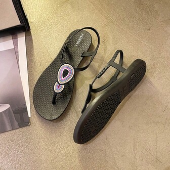 Women's Roman Style Sandals, New Summer Fashion Flat Thong Sandals For Beach, Holiday And Vacation