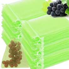 10/100个装可重复使用水果防护网袋 – 防虫抽绳罩和害虫阻隔网，适用于果树和花园植物