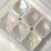 1 Piece - Professional Art Use - 6 Colors Pearl Luster Watercolor Mini Painting Palette, Suitable For Chinese Painting, Thangka, Calligraph - Compact Solid Transparent Storage Box - Ideal For Travel And Daily Use - Perfect Easter, Day Of The Dead, Halloween, Thanksgiving, Christmas, Autumn And Back To School Gifts, Versatile Supplies - one-size - View 3