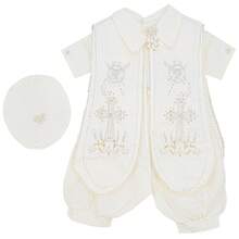 Traje Bautizo Niño, Ropón Bautizo Niño, Modelo Moises, Diseño Ploere, Tela Suave y Cómoda para Bebé, Traje Premium con Bordado - Hueso - Ver 7