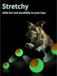 2.5 英寸吱吱发光狗球 - 几何图案，耐用天然橡胶，适合所有品种，无需电池的互动训练玩具，兼容宠物咀嚼球，适合小型犬到大型犬 - 彩色 - 查看 8