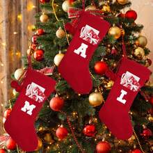 Medias navideñas de 42 cm con monograma de 26 letras, tejidas con letra bordada, decoraciones de Navidad para fiestas familiares navideñas (rojo T) - Rayas Verdes - Ver 3