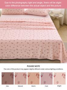 1件印花单人床单，深口袋设计，柔软透气，抗皱，防褪色防缩水，适合家庭和宿舍使用，可机洗，通过Oeko-Tex认证 - 彩色 - 查看 7