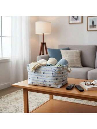 Rektangulär förvaringslåda, vikbar förvaringskorg i kanvas med handtag, lämplig för att organisera familjekök, pojkars och flickors leksaker, kontorsgarderob, hyllkorg, boklåda, rumsdekoration