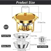 Golden Stainless Steel Buffet Warmer 1/2/4/6 Sizes With Lid Catering Container For Wedding Party New Year Cooking Only - Gold - View 8