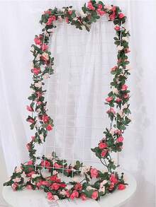 1pc 2.4m/7.9ft 45-Head Artificial Flower Vine, Dual-Color Plastic Fake Flower Garland, Suitable For Home Decor, Valentine's Day, Wedding, Party, Atmosphere Decoration - Multicolor - View 1