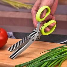 1 szt. 5 warstw nożyczek kuchennych ze stali nierdzewnej - idealne do krojenia cebuli, warzyw, ziół i przypraw - niezbędne narzędzie do gotowania