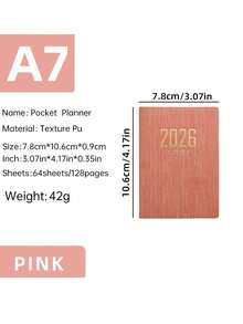 1pc 2026 British Style Calendar Notebook, Slim Weekly Planner, 365 Days Schedule Annual Calendar, Mini Portable Pocket Diary, Faux Leather Small Notepad, School Supplies,Back To School - Multicolor - View 12