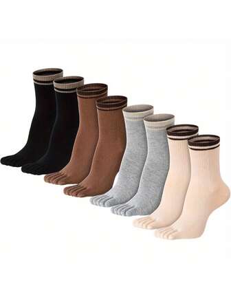 4双女士五趾运动袜，适合运动和跑步，分趾短袜，时尚百搭