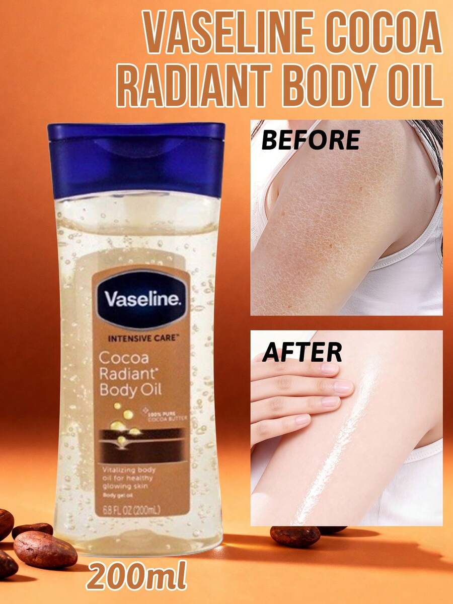 Vaseline 凡士林可可亮肤滋养油，深层滋养，修护肌肤，缓解干燥，提亮肤色，快速吸收，改善肤质，增强弹性，纯可可脂，淡化细纹，均匀肤色，强化肌肤屏障，轻盈不油腻，保湿柔嫩肌肤。 - COCOA BUTTER - 查看 1