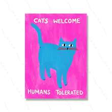 1幅无框抽象复古黑色卡通猫墙画海报，粉色帆布材质，适合女孩房间装饰。粉色帆布画，配有可爱的女孩语录。 - 彩色 - 查看 13