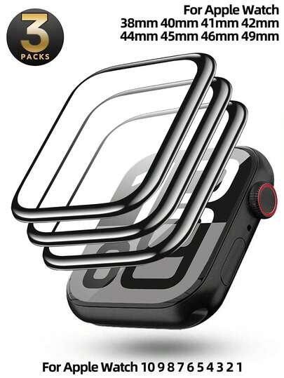 适用于 Series 10 的 3 片装软质屏幕保护膜，全覆盖，防刮擦，高清，触控灵敏，42mm/46mm，易于安装