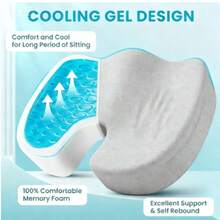 RAINBEAN Đệm ngồi ComfiLife Premium Gel & Memory Foam – Đệm ghế văn phòng và ghế ô tô được bác sĩ khuyên dùng – Đệm ghế giúp giảm đau lưng và đau thần kinh tọa – Đệm ngồi cho văn phòng và bàn làm việc (Màu xám) - Xám - Xem 2