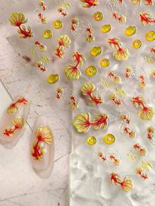 复古金鱼浮雕美甲贴纸，ins风 - 彩色 - 查看 3