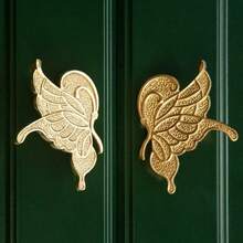 Vintage French American Butterfly Brass Pull Handle, Gold Color Drawer Cabinet Wardrobe Door Knob, Single Hole, Retro European Neoclassical Style With Butterfly Pattern, Including Installation Hardware, Suitable For Wardrobe Doors, Luxury Home Decor | Exquisite Cabinet Knob | Polished Metal, Cabinet Decorative Hardware - Gold - View 6