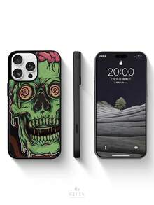 1pc Halloween Style, Green Zombie Skull Pattern, Magnetic Clear Phone Case , Premium Feel, Never Yellowing, 1800 Gauss Strong Magnet, Shockproof Protection, Holiday Gift For Girlfriend Or Self-Use, Compatible With IPhone 17/16/15/14/13/12/11/XR/XSMAX/XS/X Series& Galaxy S25/S24/S23/S22 Series - 黑色 - 查看 6