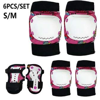 6件套护膝、护肘、护腕防护装备，适用于青少年轮滑、滑板、骑行、直排轮滑、BMX自行车、平衡车、滑板车及其他户外运动