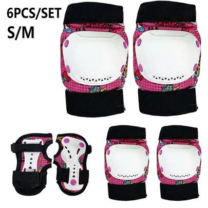 6-pack knäskydd, armbågsskydd, handledsskydd och skyddsutrustning för barn, rullskridskor, skateboard, cykling, inlines, BMX-cykel, balanscykel, sparkcykel och andra utomhussporter