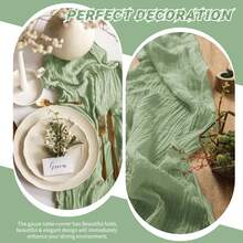 10 Pack Sage Green Cheesecloth Table Runner 17x108 Inch Boho Gauze Cheese Cloth Table Runners For Wedding Party Birthday Home Decor - 鼠尾草綠 - 查看 6