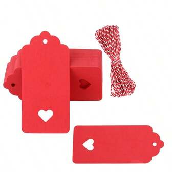 50/100pcs Valentine's Day Kraft Paper Gift Tags, Blessing Heart Shaped Labels For Gift Box, Gift Bag, New Year, Engagement, Wedding Anniversary, Party, Dessert, Bouquet, Handwritten Card