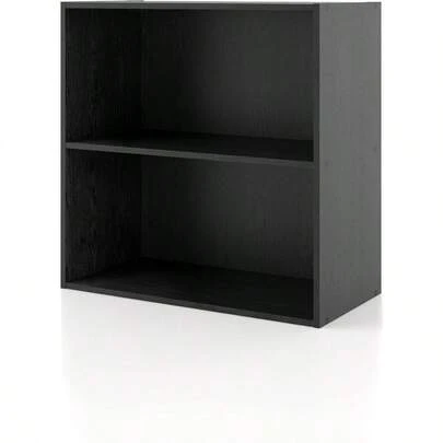 Apexa 2-Tier Cube Storage Organizer Shelves, Stackable Wood Bookcase Fits Cubby Bins For Organization, Dorm Teen Room Decor & Home Office, Black