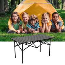 Mesa de campamento plegable portátil con mesa plegable, adecuada para camping de barbacoa de picnic al aire libre - Negro - Ver 6