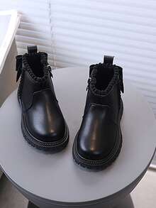 1 Pair Kids New Autumn/Winter Soft Sole Lightweight Boys Versatile British Boots - Black - View 3