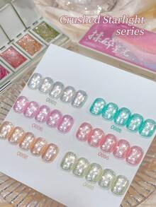 6-Color Shattered Starlight Solid Gel Set - Cosmic Glitter Hues With Twinkling Star Effects, Perfect For Dreamy Girls' Night Looks & Fantasy Nail Art, Easy Apply & Long-Lasting - Nhiều màu - Xem 3
