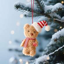Adornos de peluche para árbol de Navidad, pequeños osos, lindas decoraciones colgantes para el hogar - Amarillo - Ver 2